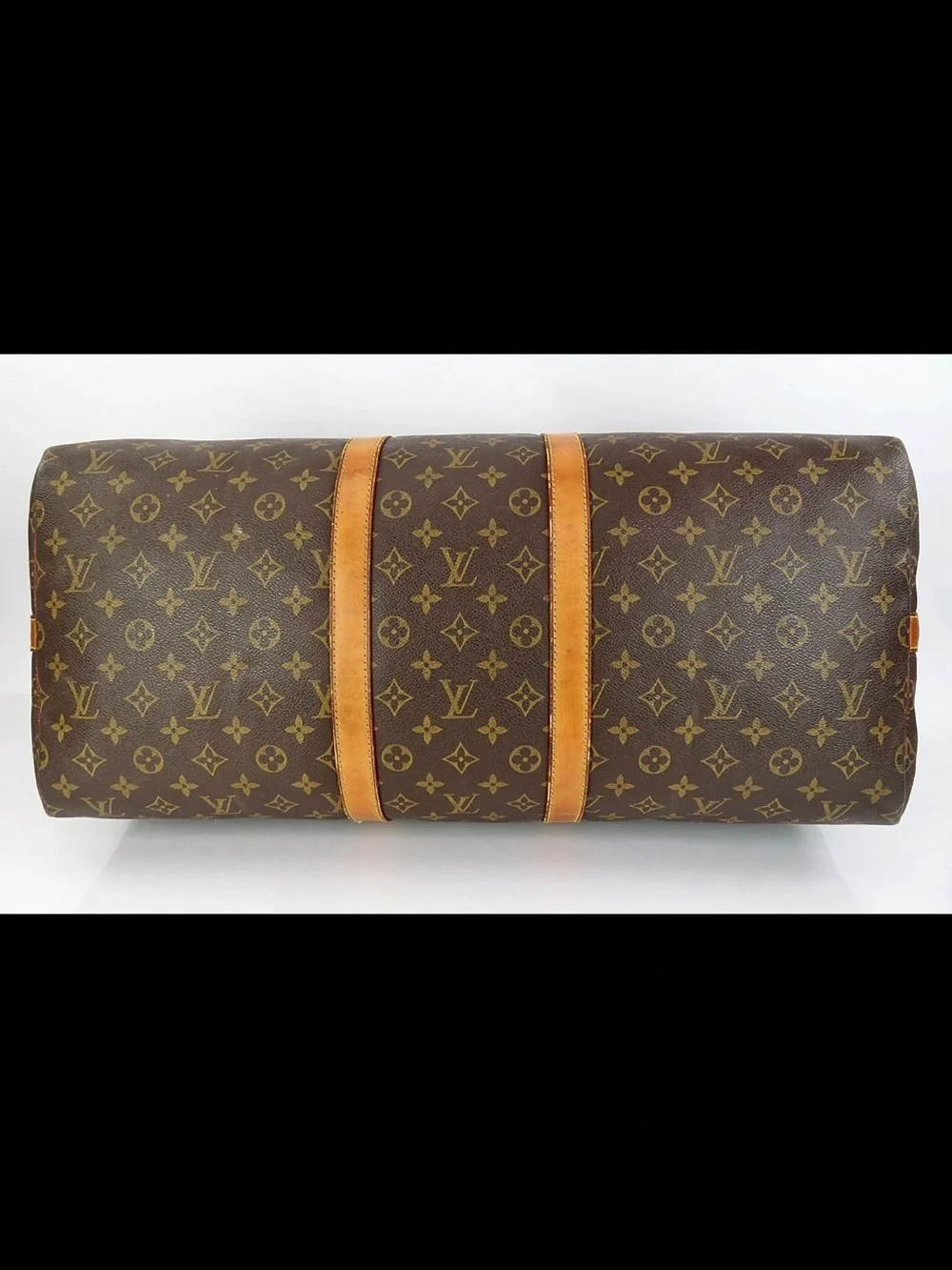 Louis Vuitton Monogram Canvas Keepall Duffel with Tan Leather Trim